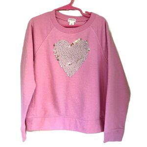 J. Crew Crewcuts Flippy Sequin Heart ❤️ Sweatshirt, Pink, Size 10
